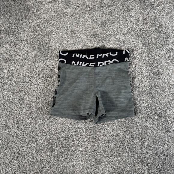 Nike Pro Shorts Womens Small Gray 3 In Compression Dri-FIT Logo Waist DD8265-084 - Picture 1 of 9